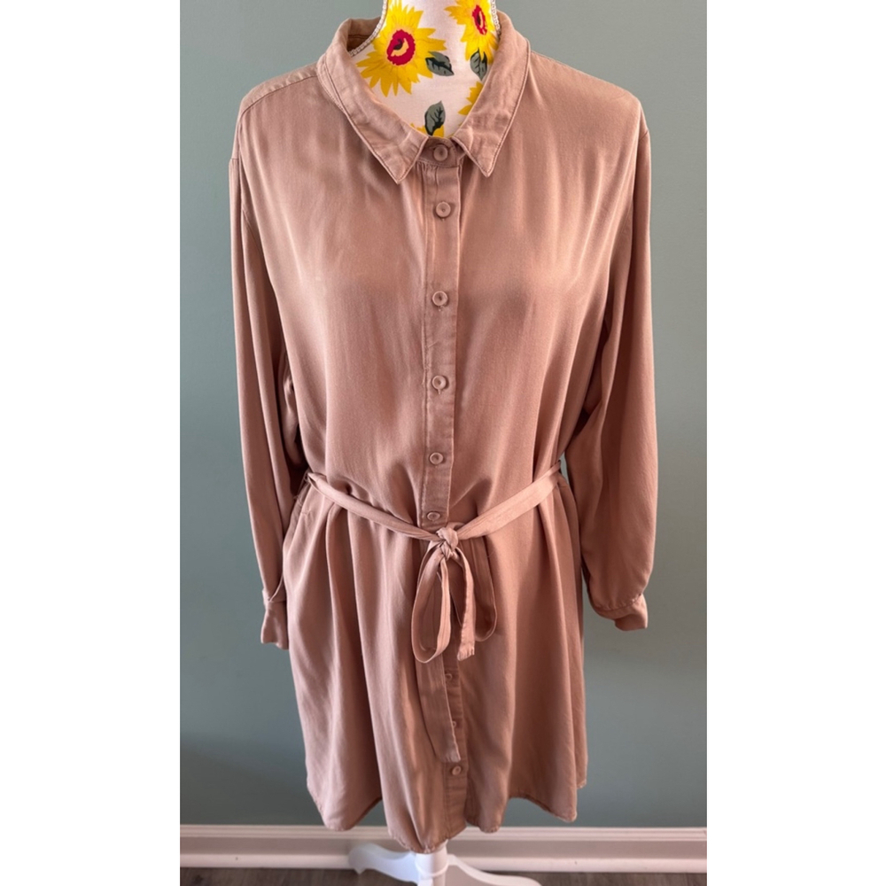 Women's ChicSoul Shirt Dress, 3XL, Beige